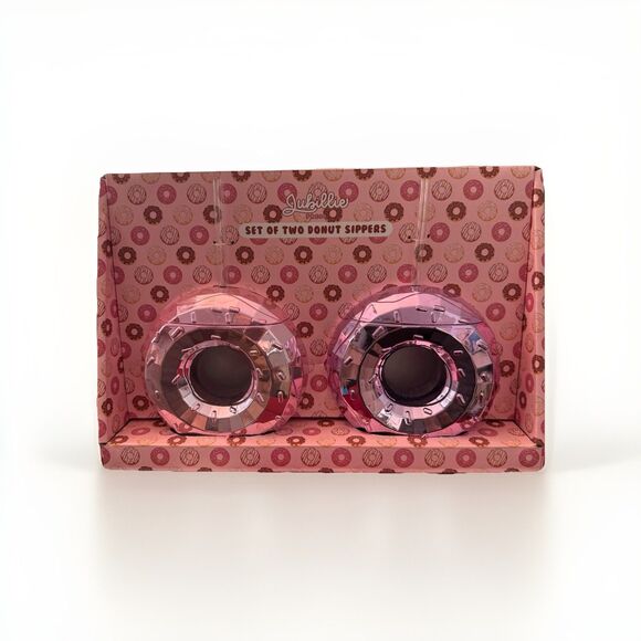 Jubillie Press Balloon Pink Donut Sippers W/ Straw Water Wine Juice Party NEW! - Picture 1 of 3